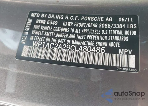 2012 Porsche Cayenne Turbo from USA, damaged, VIN WP1AC2A29CLA80486